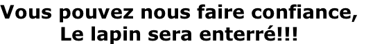 Vous pouvez nous faire confiance, Le lapin sera enterré!!!